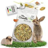 „Mr. Crumble“ triušių pašaras, 20 kg – be kviečių, be granulių – traškus muslis su žolelėmis ir daržovėmis – didelis žaliųjų skaidulų kiekis