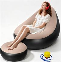 „mumisuto“ pripučiama kėdė su pėdų atrama, pripučiama sofa su oro pompa, ergonomiška pripučiama kėdė, gultinė kėdė, maks. apkrova 130–150 kg, nešiojama flokinguota pripučiama kėdė, pripučiama sofa, skirta kempingui