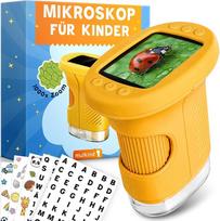 „Mutkind®“ skaitmeninis mikroskopas vaikams [1000 kartų didinimas ir fotografavimo funkcija] – nešiojamas kišeninis mikroskopas sodui, miškui ir eksperimentams – žaislinis mikroskopas vaikams [HD ekranas ir daugiau nei 150 lipdukų]