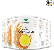 „Nature's Finest“ ekologiškas auksinis kurkumos latte, tirpioji arbata, 625 g (5 vnt. pakuotė) | „Goldene Milch“: kurkuma (20 %) su cinamonu, imbieru ir kokoso žiedų cukrumi, pagaminta ryžių pieno pagrindu – ekologiška, veganiška, be kofeino