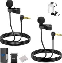 „NEEWER LM5“ mini lavalierinis mikrofonas (2 vnt. rinkinys) – 6,6 pėdų / 2 m ilgio laidinis 3,5 mm TRS kondensatorinis atvartinis mikrofonas su valymo skepetėle, suderinamas su „DJI Mic Rode Wireless Go II“, „NEEWER CM28“ ir „CM31“