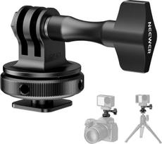„NEEWER“ veiksmo kameros „Cold Shoe“ tvirtinimo adapteris, suderinamas su „GoPro“, „Go Pro“, „DJI“, „Insta360“ ir „AKASO“ priedais, metalinis „Hot Shoe“ laikiklis su 1/4 colio sriegiu, skirtas mini trikojui ir „selfie“ lazdelei, pasukamas 180°, GP-63