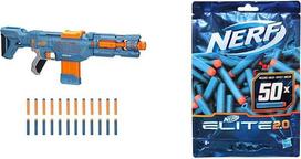 „Nerf Elite 2.0 Echo CS-10“ šautuvas – 24 „Nerf“ strėlės, 10 strėlių dėklas, nuimamas peties atraminis įtaisas ir bėgimo pratęsimas bei „Elite 2.0“ 50 strėlių papildymas – 50 „Nerf Elite 2.0“ strėlių