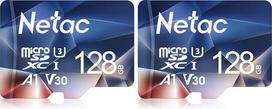„Netac“ „Micro SD“ kortelė, 128GB, A1, U3, C10, V30, 4K, 667X, UHS-I, greitis iki 100/30MB/s (skaitymas/rašymas) (2 vnt. rinkinys)