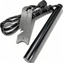 „Newaner“ „Fire Steel XXL“ ugnies uždegiklis, pagamintas iš kvarco plieno, magnio ugnies uždegiklis su „Paracord“ virve, plieninis grandiklis su svarstyklėmis ir butelių atidarytuvu, skirtas kempingui, veiklai gamtoje ir išgyvenimui (6 vnt. rinkinys)