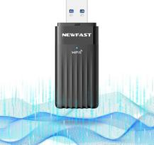 „NEWFAST“ WLAN raktas kompiuteriui, „WiFi 6 AX3000“ WLAN adapteris, OFDMA, mažas vėlavimas | Dviejų dažnių (5 GHz/2,4 GHz) „WiFi“ adapteris, MU-MIMO, didelio stiprumo antenos, WPA3 šifravimas, suderinamas su „Windows 11“/„Windows 10“