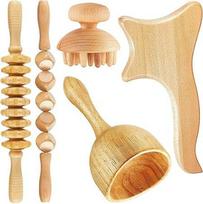 „NEWFUN“ 5-in-1 medoterapijos rinkinys, medinis masažuoklis nuo celiulito, masažinis ritinėlis ir fascijos ritinėlis, „Gua Sha“ taurių masažo rinkinys, stangrina odą, skirtas kaklui, kojoms, nugarai, streso mažinimui ir atsipalaidavimui