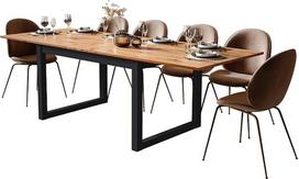„Newfurn“ išsiskleidžiantis valgomojo stalas „Wild Oak Anthracite“, 200–240 cm, skirtas virtuvei | Dviejų atspalvių „sled“ tipo rėmas, matinis medžio paviršius, valgomojo stalas, „vintage industrial“ stiliaus, skirtas šeimoms iki 8 asmenų