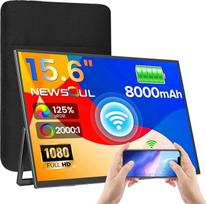 „Newsoul“ belaidis nešiojamasis monitorius su 8000 mAh baterija, 15,6 colių belaidis mobilusis monitorius, 1080P IPS, 125 % sRGB, nešiojamasis ekrano išplėtimas, skirtas nešiojamiesiems kompiuteriams, telefonams ir „Mac“ kompiuteriams, palaiko „AirPlay“ i