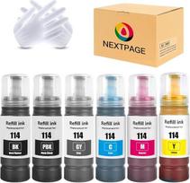 „Nextpage 114“ rašalas, suderinamas su „Epson“ 114, daugiapakė „Epson Ecotank ET-8500“, „ET-8550“, „ET 8500“, „ET 8550“ rašalams (6 pakuotės: juoda, fotajuoda, žydra, raudona, geltona, pilka)
