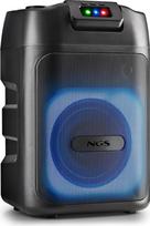 „NGS Wild Club Fiesta“ „Bluetooth 5.2“ nešiojamas garsiakalbis, 80 W, lazeriniai ir RGB apšvietimai, 2 karaoke mikrofonų įėjimai, 5400 mAh baterija (6 val.), USB/AUX/TF