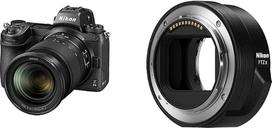 „Nikon Z 6II“ veidrodinis fotoaparatas su pilno kadro jutikliu, komplektuojamas su „Nikon 24–70 mm 1:4 S“ objektyvu ir „Nikon FTZ II“ (adapteris, skirtas „F-mount“ objektyvams prijungti prie „Z-mount“ fotoaparatų)