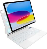 „nimin“ klaviatūros dėklas, skirtas „iPad A16“ (2025 m.) ir „iPad“ 10-osios kartos (2022 m.) modeliams su pelės kilimėliu, magnetine pakabos konstrukcija, 7 spalvų apšvietimu, vokišku „QWERTZ“ klavišų išdėstymu, baltos spalvos