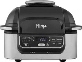 „Ninja Foodi“ grilis ir oro keptuvė [AG301EU] 4 porcijoms, keraminė nelipni danga, 1760 W, 5,8 l, sidabrinė ir juoda
