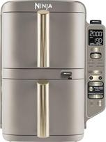 „Ninja Double Stack SL451EUSD XL“ karšto oro keptuvė su skaitmeniniu kepimo termometru, 2 vertikaliais stalčiais, 4 lygiais ir 2 grotelėmis, 9,5 l talpa, 6 funkcijos, 8 porcijos, akmens aukso spalva | su skaitmeniniu kepimo termometru ir 2 vertikaliais st
