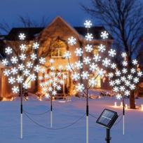 „Ninonly“ saulės energija maitinami lauko sodo žibintai, 4 vnt. rinkinys, 80 LED „snaigės“ Kalėdų žibintai lauke, vandeniui atsparūs Kalėdų papuošimai lauke, saulės energija maitinami sodo papuošimai Kalėdoms, veja lauke