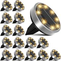 „nipify“ 16 vnt. rinkinys saulės energija maitinamų grindų šviestuvų Lauko saulės energija maitinami šviestuvai Lauko šviestuvas su 8 šiltos baltos spalvos LED lemputėmis Lauko saulės energija maitinami vandeniui atsparūs šviestuvai, skirti sodui, vejai,
