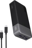 „NOBIS“ 65 W išorinis akumuliatorius, 20000 mAh, su 2 USB-C jungtimis (įėjimas/išėjimas) ir 2 USB-A jungtimis, greito įkrovimo funkcija PD QC bei skaitmeniniu ekranu, skirtas nešiojamiesiems kompiuteriams, mobiliesiems telefonams, planšetiniams kompiuteri