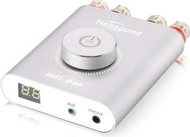 „Nobsound“ NS-20G „Mini“ skaitmeninis galios stiprintuvas su „Bluetooth“, „Hi-Fi“ stereo stiprintuvas, 100 W + 100 W (sidabrinis)