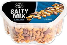 „Nordthy Salty Mix“ 425 g, sūrus riešutų mišinys su žemės riešutais, migdolais, anakardžiais ir kukurūzais, traškus užkandžių mišinys, originalus produktas iš Danijos