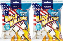 „Nordthy“ amerikietiško stiliaus zefyrai, 2 x 100 g – be cukraus zefyrai – mažai kalorijų turintys saldūs užkandžiai