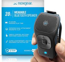 „noxgear“ 39 g nešiojamasis vandeniui atsparus „Bluetooth“ garsiakalbis – magnetinis belaidis nešiojamasis garsiakalbis su tvirtinimo spaustuku – iki 15 valandų baterijos veikimo laikas – garsiakalbis su spaustuku ir mikrofonu – didelis