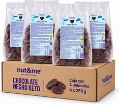 „nut&me“ „Zartbitter“ šokoladiniai saldainiai „Keto“, 4 x 250 g, saldinti eritritu ir stevia
