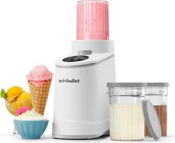„Nutribullet Chill“ ledų gaminimo aparatas, skirtas skaniems ledams, „gelato“, sorbetui, „smoothie“ dubenėliams ir šaldytam jogurtui gaminti, 5 automatinės programos, ledų gaminimo aparatas, 3 indai su dangčiais, idealiai tinka šeimoms, baltos spalvos