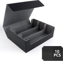 „NVIYAM“ kortų dėžutė „Deck Box“ žaidimui „MTG“, kolekcinių kortų laikymo dėžutės, talpinančios daugiau nei 1800 kortų, odinis kortų dėklas su skyrikliais, kortų dėžutė, skirta „Magic: The Gathering“ kortoms – juoda
