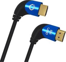 „Oehlbach Shape Magic 90 UHD“ – 8K itin didelės spartos 2.1 HDMI kabelis – sertifikuotas 48Gbps (90 laipsnių kampu pasuktas jungtis, OFC varis, 4K @ 120 Hz, 8K @ 60 Hz, eARC, dinaminis HDR) – Juodas, 1,5 m