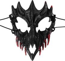 „Oidea“ Helovino drakono kaukė: gotiška, bauginanti, siaubo stiliaus kaukė su kaukole – kostiumas, cosplay, vakarėliui, išleistuvėms ir pokyliui
