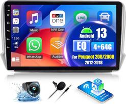 „OiLiehu“ 4G + 64G „Android 13“ automobilių radijas 2DIN „CarPlay“ „Android“ automobiliui „Peugeot 208/2008“ (2012–2018 m.) Automobilių radijas su 10,1 colio ekranu ir ekvalaizeriu /„Bluetooth“, „Mirror Link“, SWC, FM RDS, „Wi-Fi“, GPS, galinio vaizdo kam