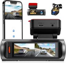 „OiLiehu“ 4K automobilinė vaizdo kamera (priekinė ir galinė), 3,19 colio IPS ekranas, su G-jutikliu, valdymu per programėlę, parkavimo pagalbininku, ciklinio įrašymo funkcija, naktinio matymo funkcija, 4K atbulinės eigos kamera, „Plug & Play“