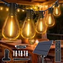 „Ollny“ saulės energija maitinamos lauko girliandos, 30 m, 35 + 2 LED lemputės, saulės energija maitinamas S11 lauko apšvietimas su nuotolinio valdymo pultu, 3 režimai, laikmačio funkcija, IP65 atsparumas vandeniui, skirtas sodui, balkonui, kempingui, vak