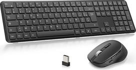 „OMOTON AZERTY“ belaidžio klaviatūros ir pelės rinkinys su prancūzišku klavišų išdėstymu, 2,4 GHz belaidžio ryšio technologija, standartinio dydžio klaviatūra ir pelė, suderinamas su „Windows 11/10/8/7“ stacionariaisiais kompiuteriais ir nešiojamaisiais k