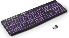 „OMOTON Gaming“ belaidė klaviatūra su apšvietimu, tyli, 2,4 GHz, suderinama su „Mac“ ir „Windows“