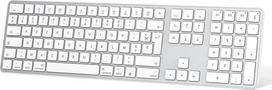 „OMOTON“ belaidė „Bluetooth“ klaviatūra, skirta „Mac“ kompiuteriams, su prancūziška „AZERTY“ klaviatūra, įkraunama, suderinama su keliais įrenginiais, turinti 3 „Bluetooth“ kanalus, skirta „Apple MacBook Pro“/„Air“, „Mac Pro“/„Mini“, „iMac“, sidabrinė