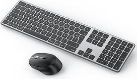 „OMOTON“ „AZERTY“ „Bluetooth“ klaviatūra ir pelė, skirta „Mac“ kompiuteriams, „AZERTY“ (prancūziška klaviatūra), pilkos spalvos