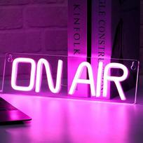 „On Air“ neoninis sieninis ženklas, maitinamas per USB, su LED apšvietimu, reklaminis „On Air“ neoninis ženklas, LED ženklas, skirtas barui, biurui, parduotuvei, restoranui, sienų dekoravimui (rožinis)