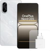 „OnePlus Nord CE5“ išmanusis telefonas: 8GB RAM, 128GB atminties, 6,77 colio ekranas, 120 Hz AMOLED, 50 MP kamera su optiniu vaizdo stabilizatoriumi (OIS), 5200 mAh baterija, su 80 W įkrovikliu, baltos spalvos