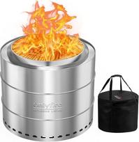 „Onlyfire“ nedūminė nerūdijančio plieno laužavietė, 50 cm skersmens laužavietė su išimamu pelenų surinkimo indeliu, laikymo maišelis, nešiojama laužavietė terasai, sodui, malkoms ir granulėms deginti, sidabrinė