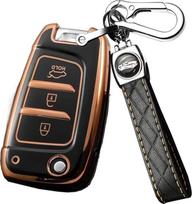 „Ontto“ automobilio raktų dėklas, tinkantis „Hyundai Elantra“, „Solaris“, „I30“, „I30n“, „I35“, „I40“, „Tucson“, „Kona“, „Genesis“, „Accent“, „Santa Fe“ (2017–2020 m.) modeliams. Nuotolinio valdymo pultelio dangtelis, raktų pakabukas, TPU apsauginis dėkla