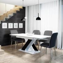 „Onyx“ – išsiskleidžiantis valgomojo stalas iki 180 cm – 140x80x75 cm – šiuolaikinis – vakarienės stalas – valgomojo stalas – stalas valgomajam, svetainei – išsiskleidžiantis stalas – baltas ir juodas blizgus