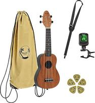 „Ortega Guitars“ sopraninė akustinė ukulelė – „Keiki K2“ serija – su priedais – raudonmedis, ABS, natūralios spalvos (K2-MAH)