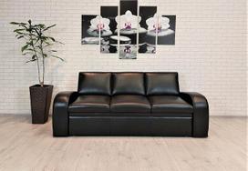„Oslo FS“ natūralios odos trisėdė sofa, blizgi juoda (versija be miego funkcijos) Odinė sofa, tikros odos sofa, spalvų pasirinkimas, plotis 200 cm