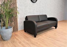 „Oslo Mini“ 2,5 vietų sofa iš juodos odos, plotis 170 cm. Odinė sofa, pagaminta iš natūralios karvės odos. Odiniai baldai. Įvairių spalvų pasirinkimas