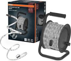 „Osram Outdoor Flex“ LED juosta, 15 m, IP65, šaltai balta, išplėstina iki 50 m, komplekte su kabelio ritine, montavimo priedais ir jungiamuoju kabeliu
