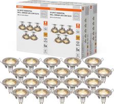 „Osram Recess Essential“ LED prožektorių rinkinys GU10, 5 vnt., po 2,6 W, GU10, šlifuoto nikelio spalvos, 20 vnt. pakuotėje | „Spot Essential“, prožektoriai ir lubiniai prožektoriai, šlifuoto nikelio spalvos, 80 mm skersmens, 25 000 val., 4 vnt. pakuotėje