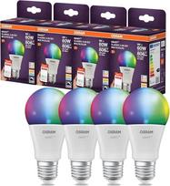 „Osram Smart LED A60“ lemputė, E27, 9 W, „ZigBee“, RGBW spalvos | „Smart+ ZigBee“ daugiaspalvė klasikinė, LED lemputės, baltos, 60 mm skersmens, 20 000 val., 4 vnt. pakuotė