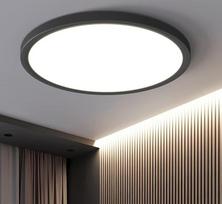 „OTREN“ LED lubinis šviestuvas, 48 W, apvalus lubinis šviestuvas, 4800 lm, modernus plokščias šviestuvas, 4000 K neutraliai balta šviesa, skirtas vonios kambariui, virtuvei, svetainei, miegamajam, skersmuo 40 cm, juodos spalvos